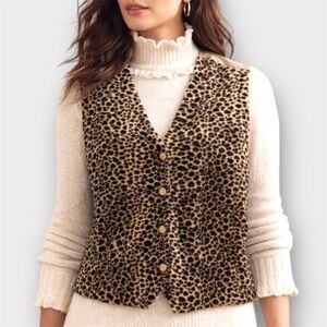 Vintage 90s Leopard Print Vest / Waistcoat